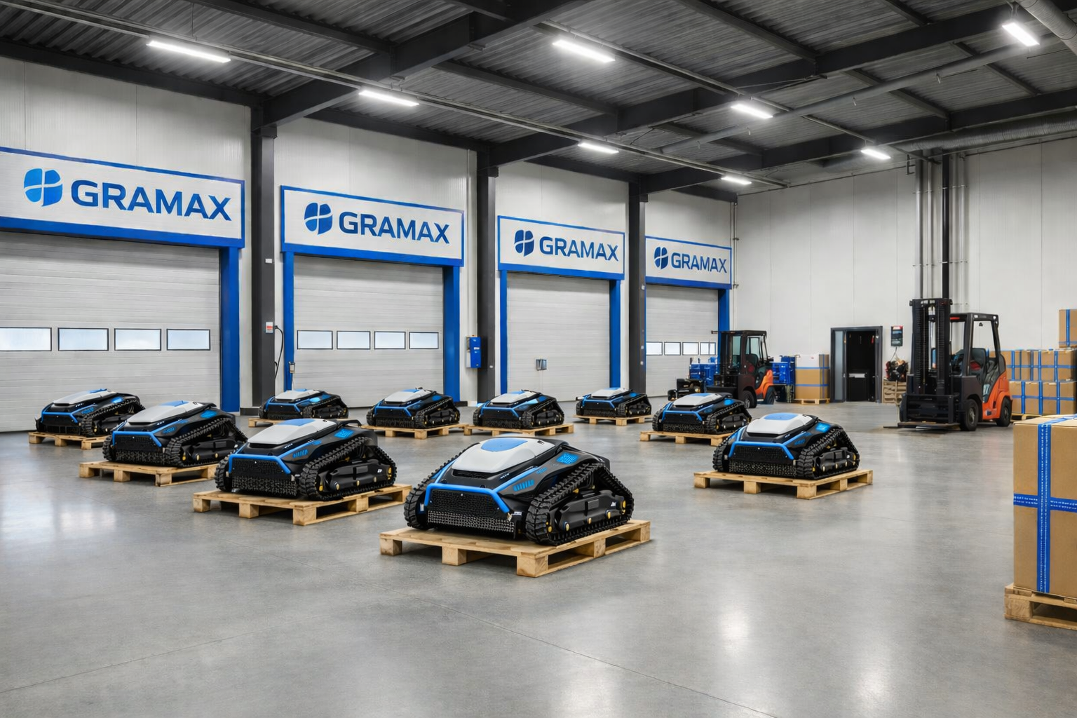 Centro de distribuição GRAMAX com cortadores de grama elétricos